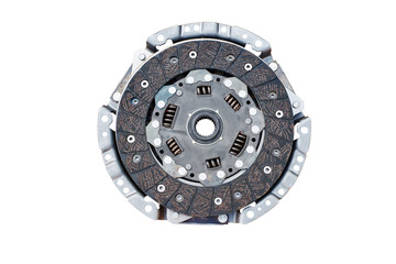 clutch disc and clutch basket on a white background