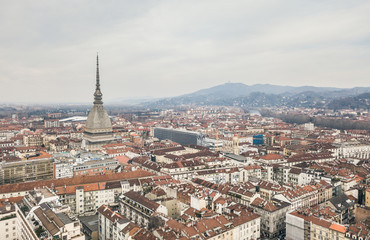 Fototapeta na wymiar Aerial view of Mole Antonelliana in Turin