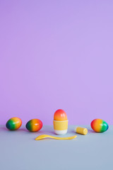Easter eggs on pastel background.