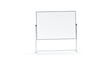 Blank white office marker board mockup, isolated, 3d rendering. Empty schoolboard mock up. Clear chalk bred template.