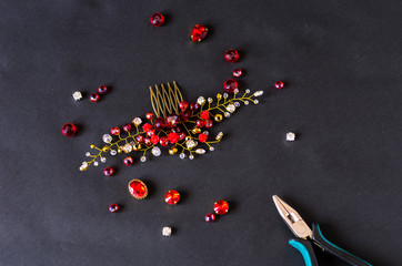 Manufacturing of female ornaments. Handmade jewelry for women.