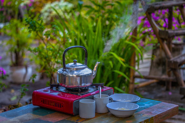 Gas stove and kettle easy picnic cooking suit