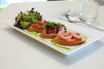 Bruschetta, italian food selective focus