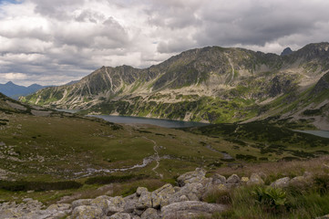 Fototapeta na wymiar Summer view of Valley of Five Polish Ponds. Tatra Mountains.