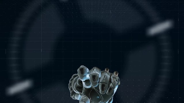 Futuristic Hi-tech Robotic arm teamwork concept animation
