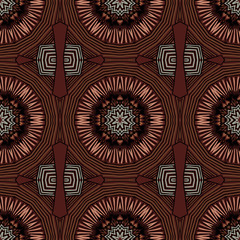 Seamless striped vector pattern with tribal and ethnic motifs