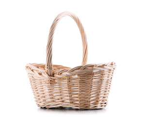 Empty wicker basket isolated on white