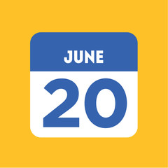 June 20 calendar icon yellow flat. World Refugee Day, protection of elephants in zoos