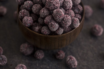 Frozen Blueberries on a Slate Tabletop