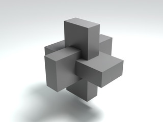 abstract form consisting of intersecting blocks