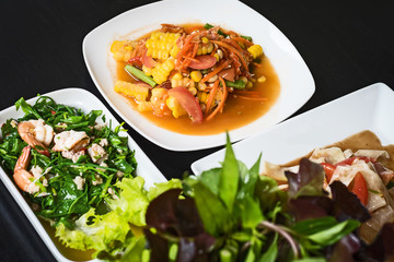 spicy fruit salad snack of Thailand.