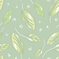 Leaves seamless pattern. Watercolor background. 