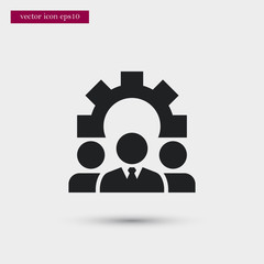 Teamwork with gear icon. Simple HR element illustration. Work symbol design from business collection. Can be used in web and mobile.