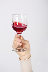 Rose wine in a glass