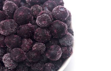 Frozen Blueberries on a White Background