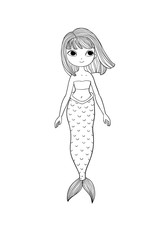 Cute cartoon little mermaid. Siren. Sea theme.