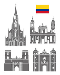 Obraz premium Colombia set. Isolated Colombia architecture on white background