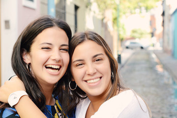 Fototapeta premium Two best friends, smiling and having fun together.