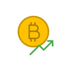 bitcoin chart increase flat vector icon. Modern simple isolated sign. Pixel perfect vector  illustration for logo, website, mobile app and other designs