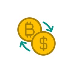 bitcoin usd exchange flat vector icon. Modern simple isolated sign. Pixel perfect vector  illustration for logo, website, mobile app and other designs