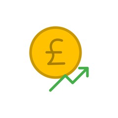 pound chart increase flat vector icon. Modern simple isolated sign. Pixel perfect vector  illustration for logo, website, mobile app and other designs