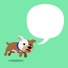 Fototapeta premium Cartoon character bulldog and white speech bubble