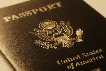 Passport cover toned blurred photo