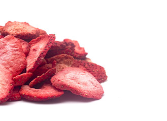 Freeze Dried Strawberries on a White Background