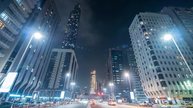 Night traffic time lapse in Abu Dhabi 