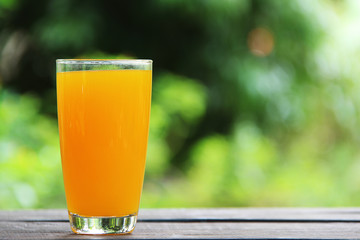 Orange juice on the table.