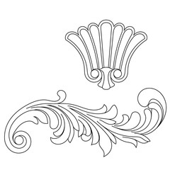 Vintage baroque ornament, corner. Retro pattern antique style acanthus. Decorative design element filigree calligraphy vector. - stock vector