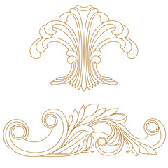 Golden vintage baroque ornament, corner. Retro pattern antique style acanthus. Decorative design element filigree calligraphy vector. - stock vector