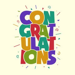 Congratulations colorful typography design. Vector illustration.