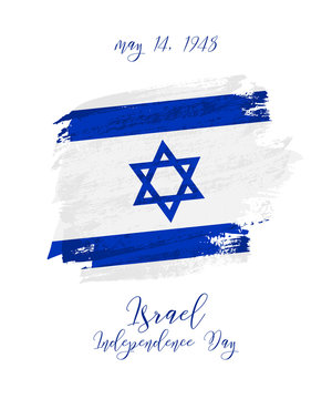 May 14, Israel Independence Day background with grunge flag. Vector design for card, banner, poster or flyer.