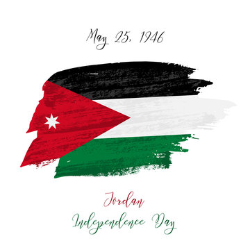 May 25, Jordan Independence Day background with grunge flag. Vector design for card, banner, poster or flyer.
