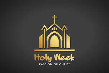 Holy Week gold Logo Template. Vector Graphic