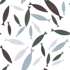 Seamless vector pattern with fishes. Colorful background, wildlife sea texture.
