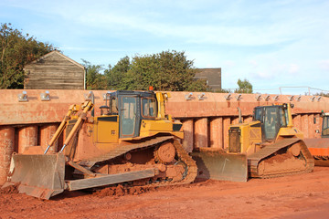 Bulldozers on a construction site