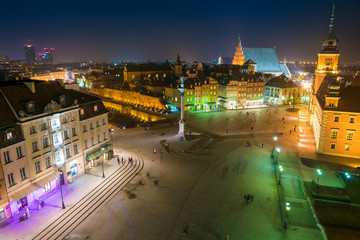 Fototapeta na wymiar Old Town at night in Warsaw, Poland