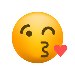 Cute Kiss Emoticon on White Background. Isolated Vector Illustration 