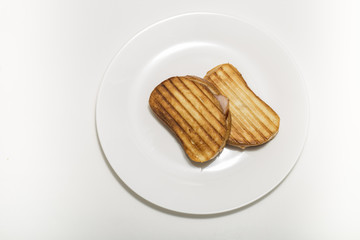 Isolated hot sandwiches on white plate