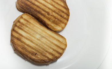 Isolated hot sandwiches on white plate