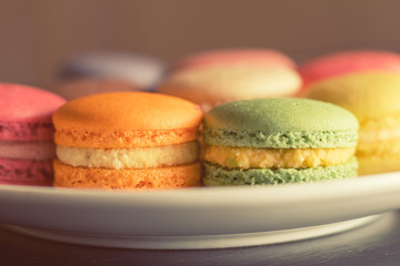 Colorful multicolor sweet delicious macaroons