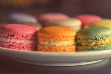 Colorful multicolor sweet delicious macaroons