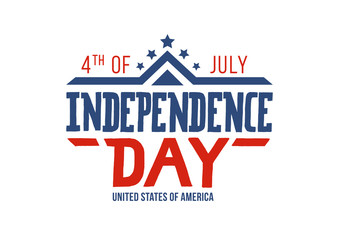 Independence day of the United States, 4th of July. Hand-drawn greeting card. Typography illustration for t-shirt, apparel and print