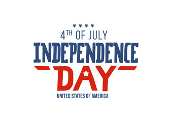 Independence day of the United States, 4th of July. Hand-drawn greeting card. Typography illustration for t-shirt, apparel and print