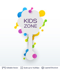 White badge Kids Zone sticker.