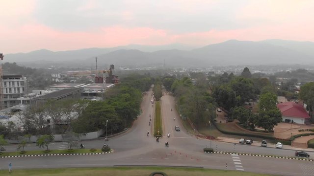 Sunset at the entrance of Mae Fah Luang, public university of Chiangrai, Thailand