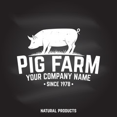 Pig Farm Badge or Label. Vector illustration.