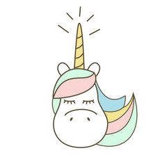 Illustration  with cute unicorn on white background.